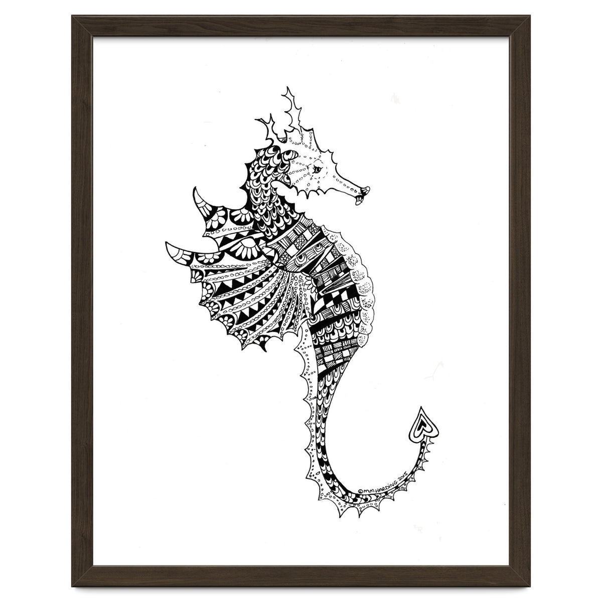 Seahorse Dragon Zen Doodle