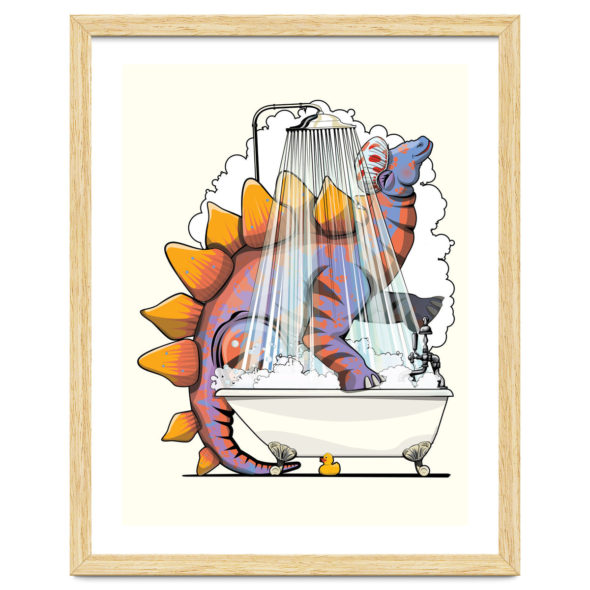 Dinosaur Stegosaurus in the Shower, funny bathroom humour