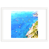 Capri Islands | Tropical Travel Summer Island | Ocean Sea Beach Swim Sail Painting