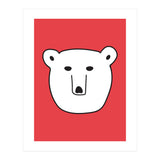 Polar Bear Portrait On a Red Background (Print Only) thumbnail