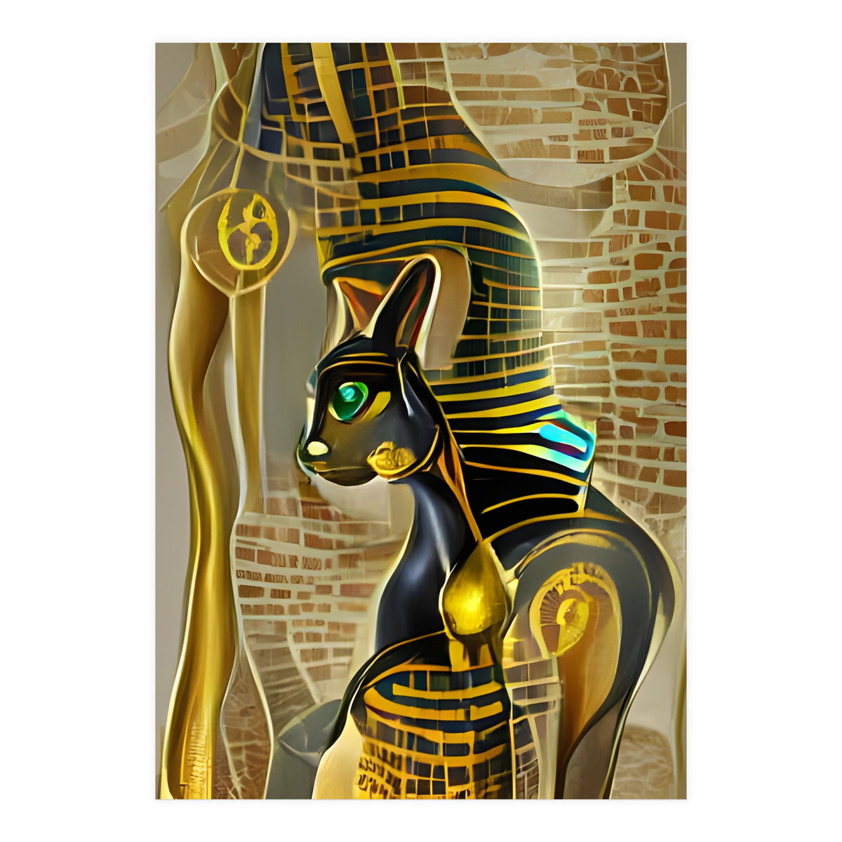 Ancient Egyptian Cat Goddess Bastet AI Art (Print Only)