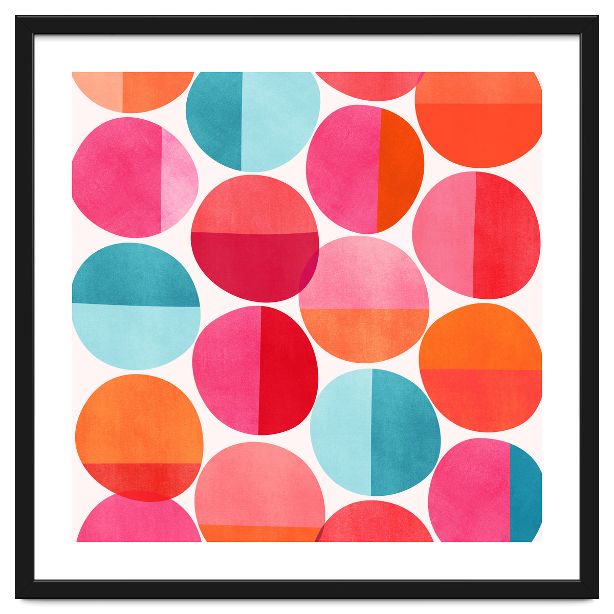 Mid Century Pink and Orange Dots
