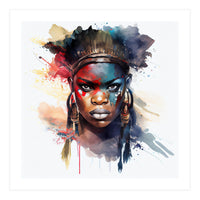 Watercolor African Warrior Woman #4 (Print Only)