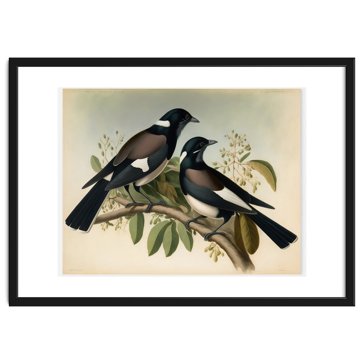 Magpies Vintage Painting
