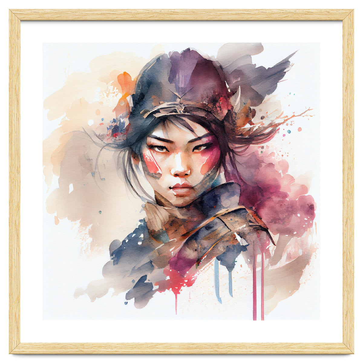 Watercolor Asian Warrior Woman #3