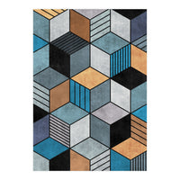 Colorful Concrete Cubes 2 - Blue, Grey, Brown (Print Only)