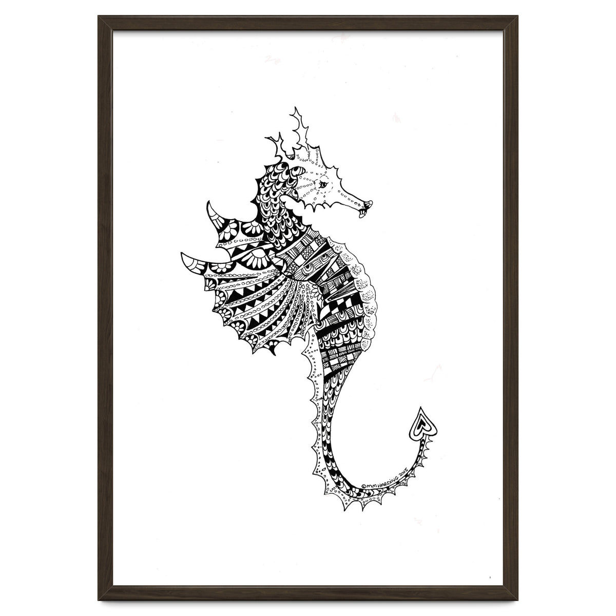 Seahorse Dragon Zen Doodle