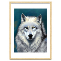 The Wolf, Animal Portrait Painting, Wildlife Forest Jungle Dog, Mystery Eclectic Rustic