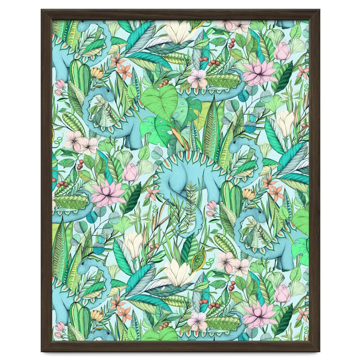 Improbable Botanical with Dinosaurs - soft pastels