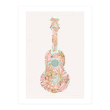 Aqua and Pink Floral Ukulele (Print Only) thumbnail
