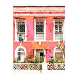 Monkey Business | Watercolor Tropical Goa Architecture Painting | Travel Pastel Pink Blush Building (Print Only) thumbnail