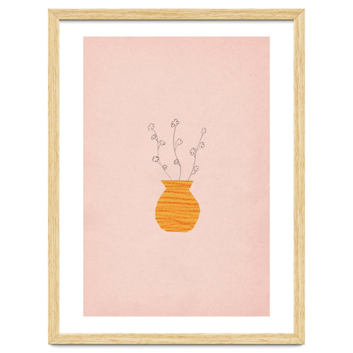 Pink and orange botanical art