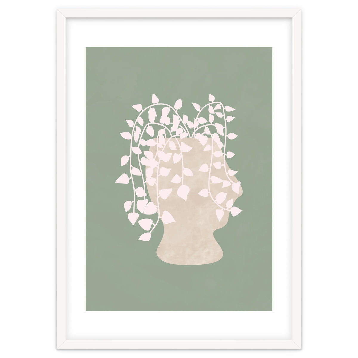 Abstract Potted Figure Sage Green