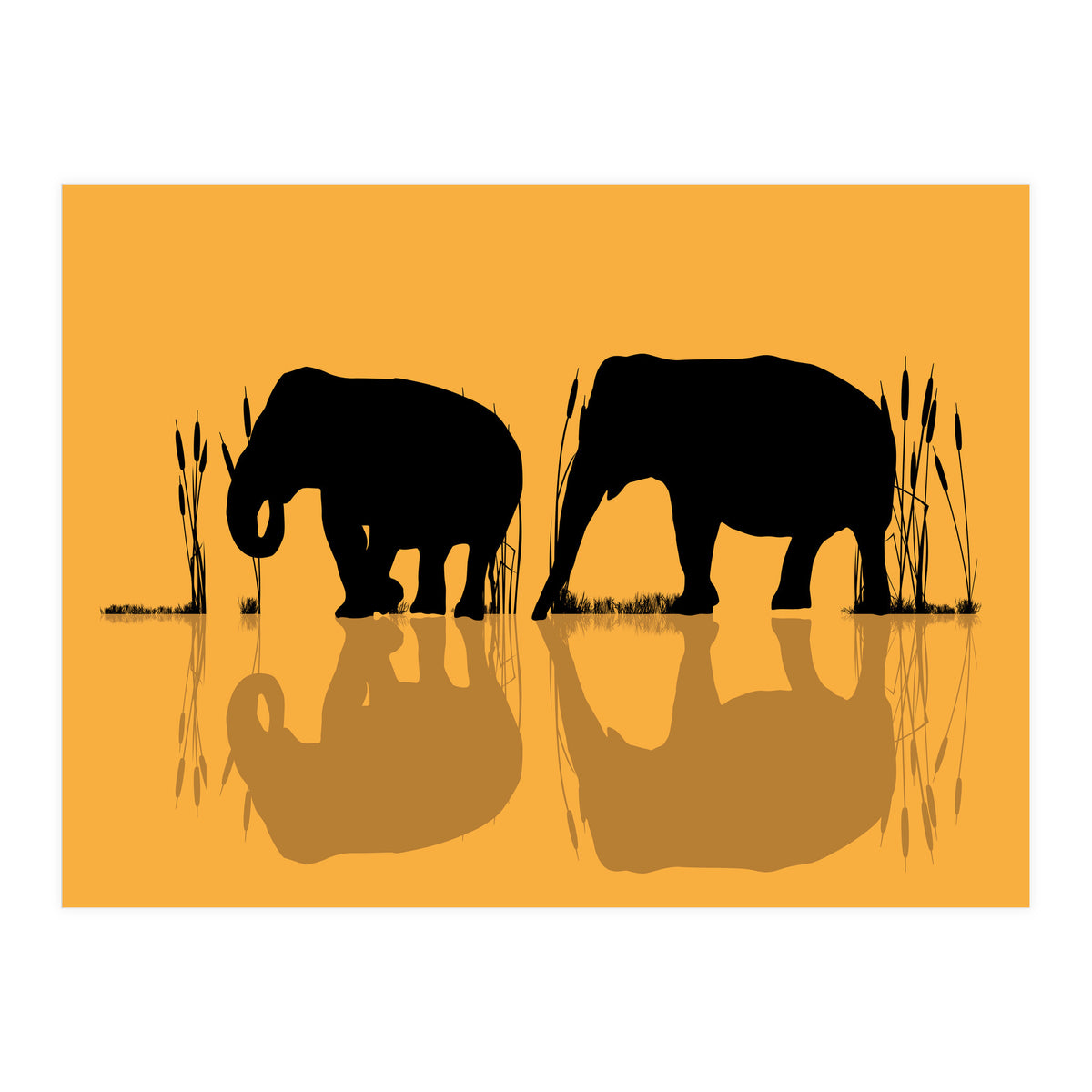 Elephants In The Water (Print Only)