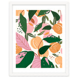 The Peach Garden , Vintage Botanical Tropical Jungle, Fruits Plants Pastel Summer Forest thumbnail