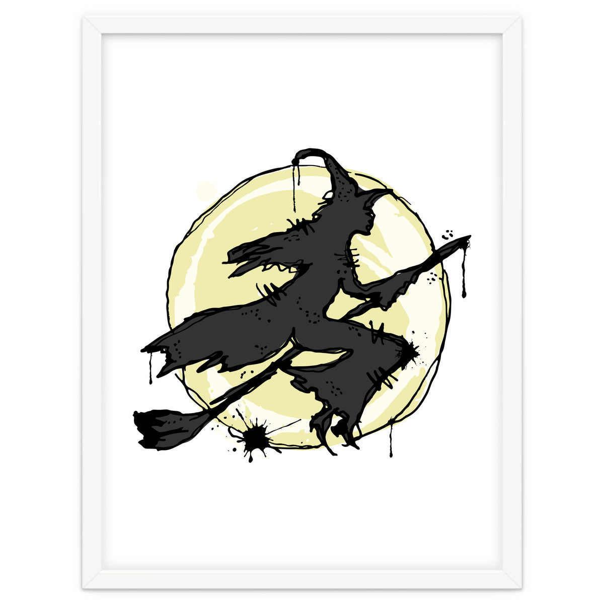 Witch on her broom sketch