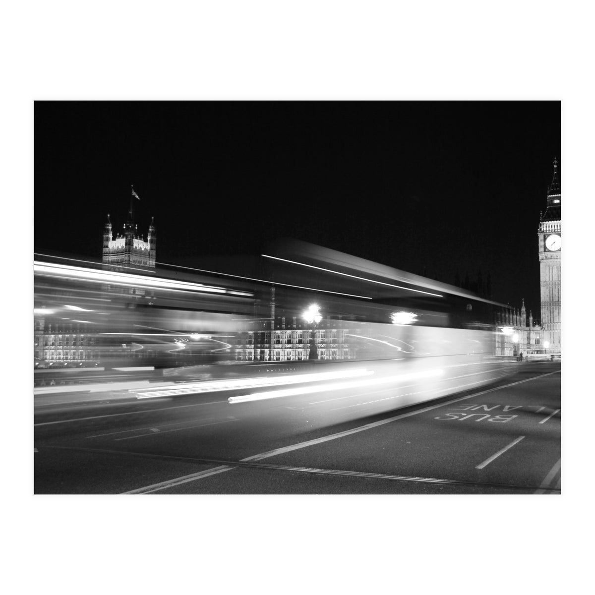 Big Ben At Night - black and white (Print Only)