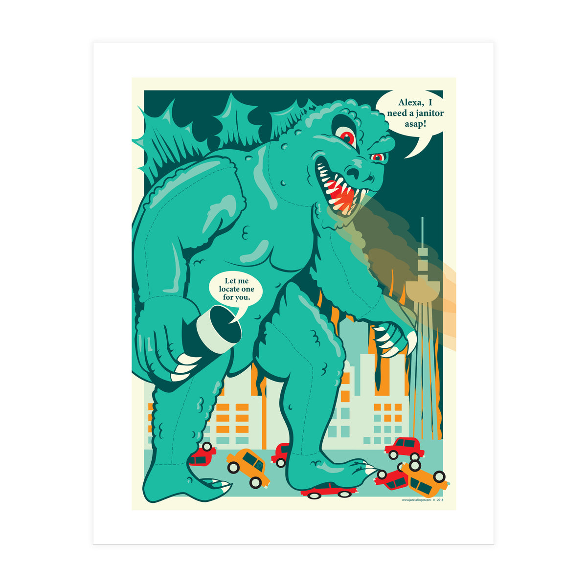 Godzilla vs Alexa (Print Only)