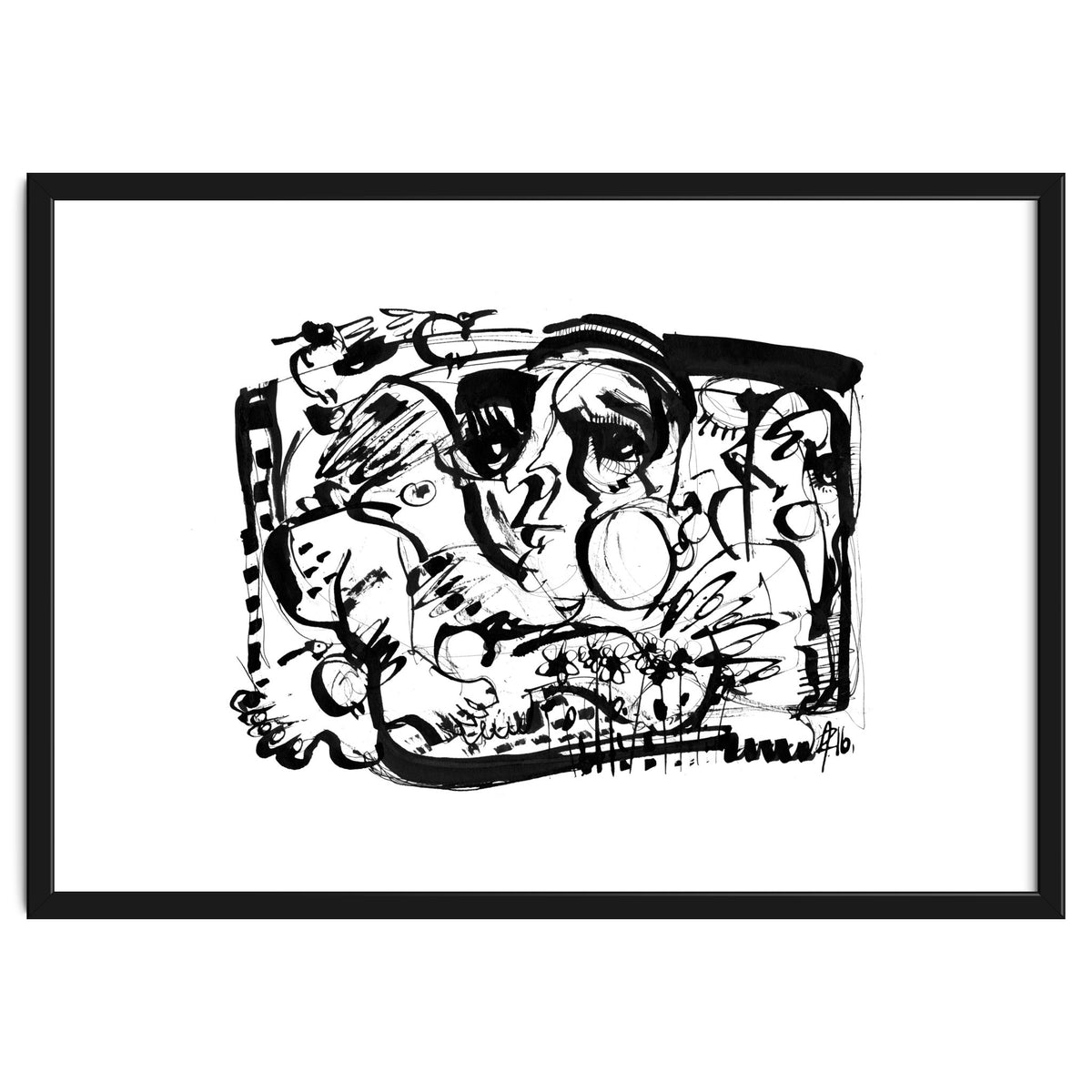 Birds and Flowers - b&w