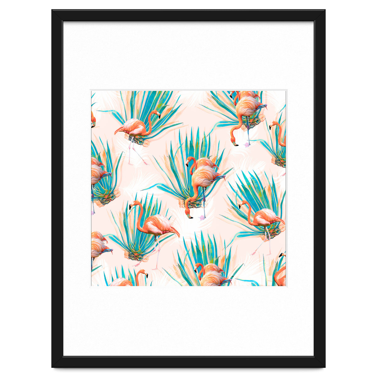 Anaglyph Flamingos with cactus