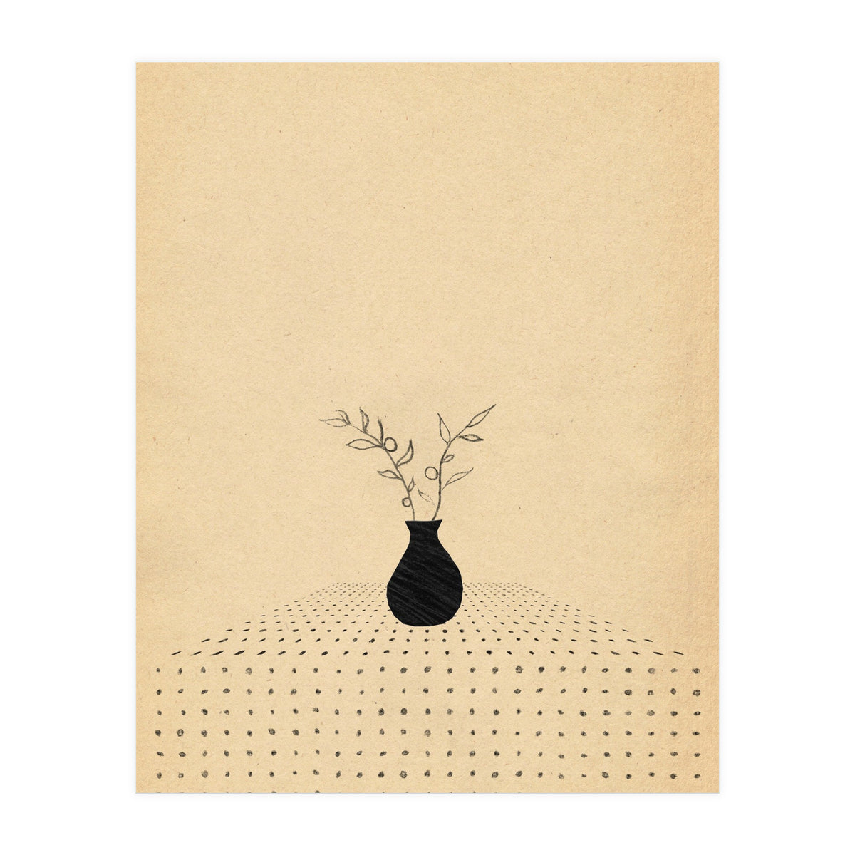 Abstract still life, vase and plants (Print Only)