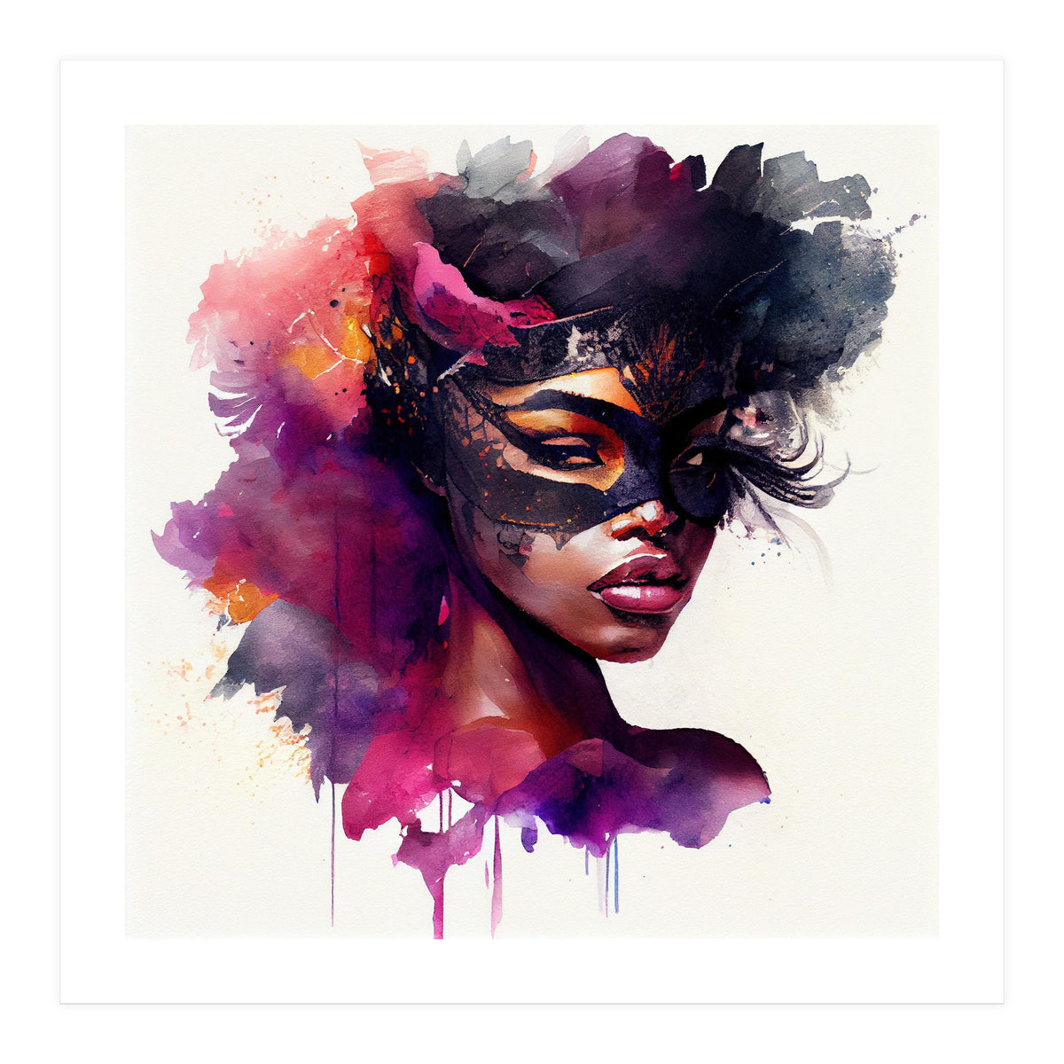 Watercolor Carnival Woman #7 (Print Only)