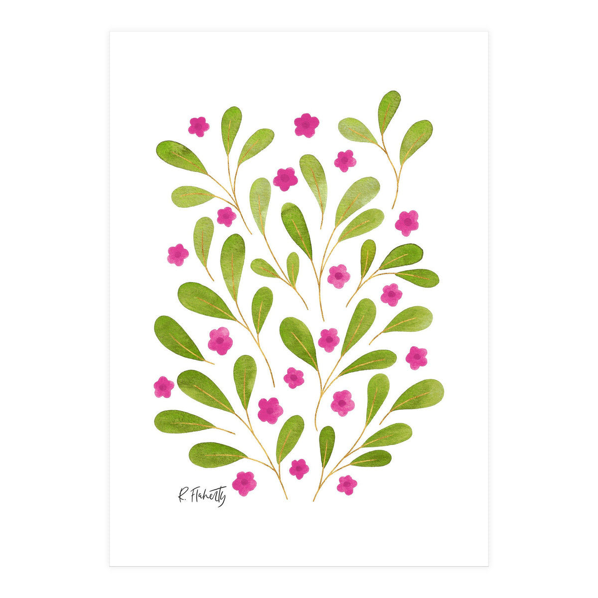 Springtime Floral | Pink and Green (Print Only)
