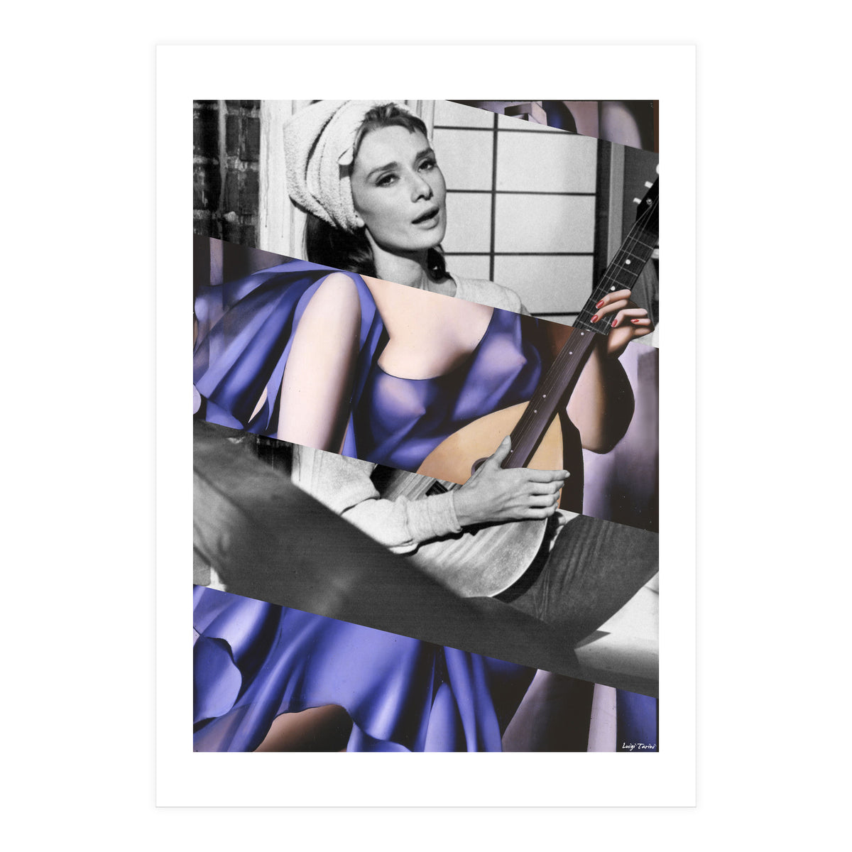 Tamara De Lempicka's Blue Woman with a Guitar & Audrey Hepburn in Breakfast at Tiffany's (Print Only)