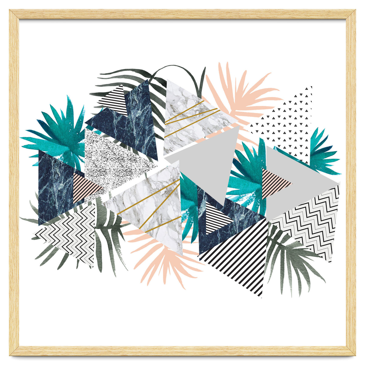 Abstract of geometric patterns with plants and marble I