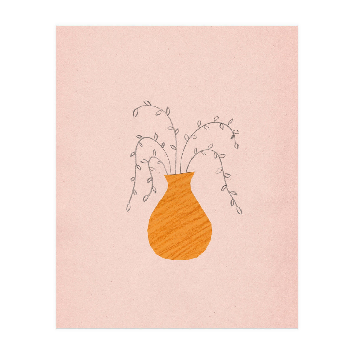 Pink and orange vase and plants (Print Only)