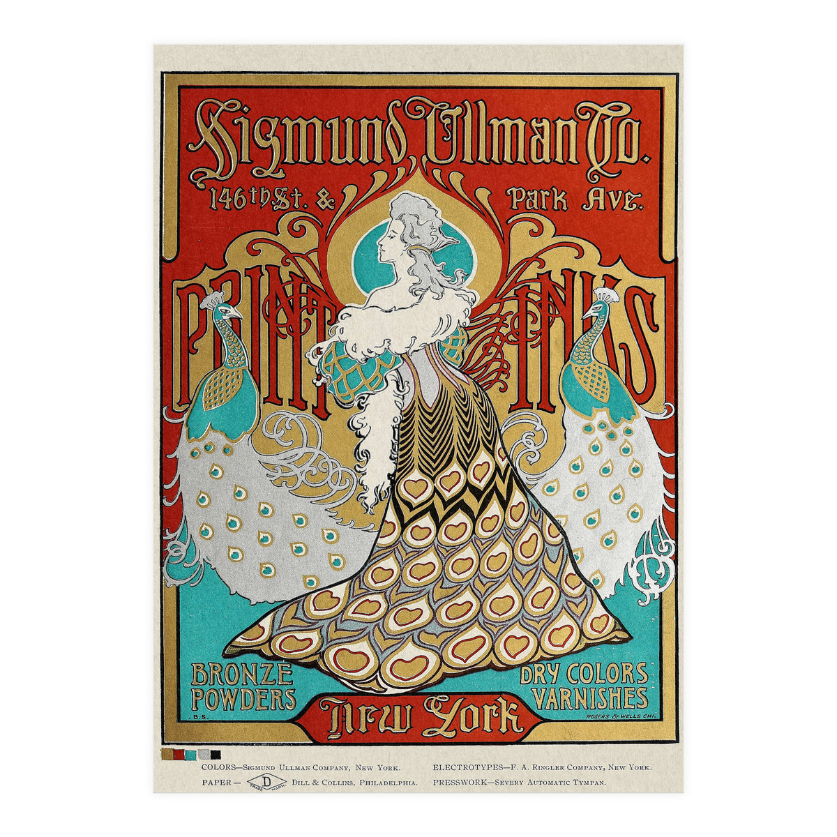 Sigmund Ullman Bronze Powders Advertisement (With Peacocks) (Print Only)