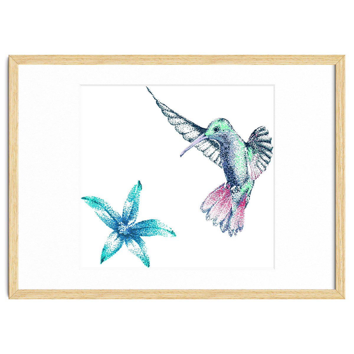 Green Hummingbird And Tropical Flower