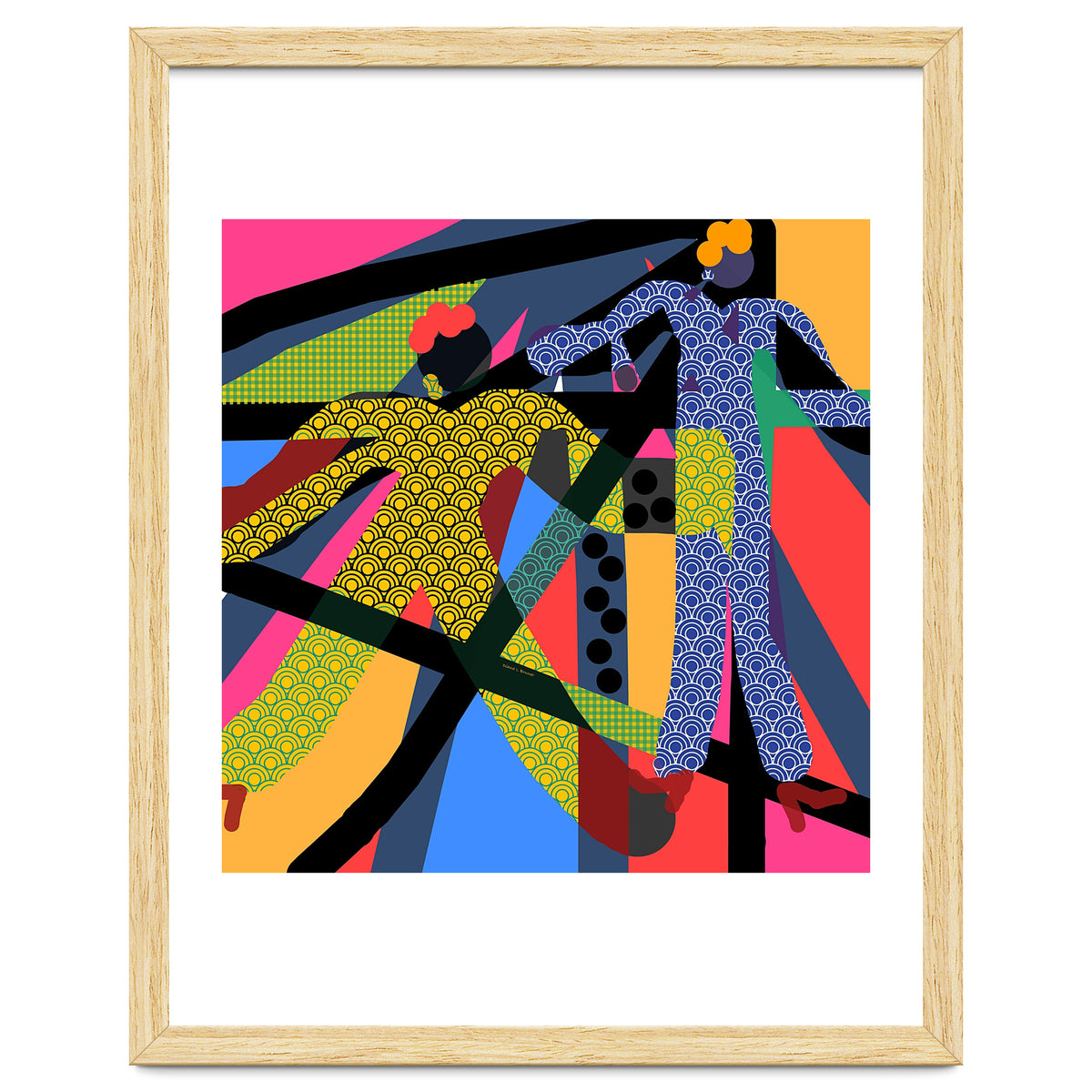 LADIES WEARING YELLOW AND BLUE PATTERNS