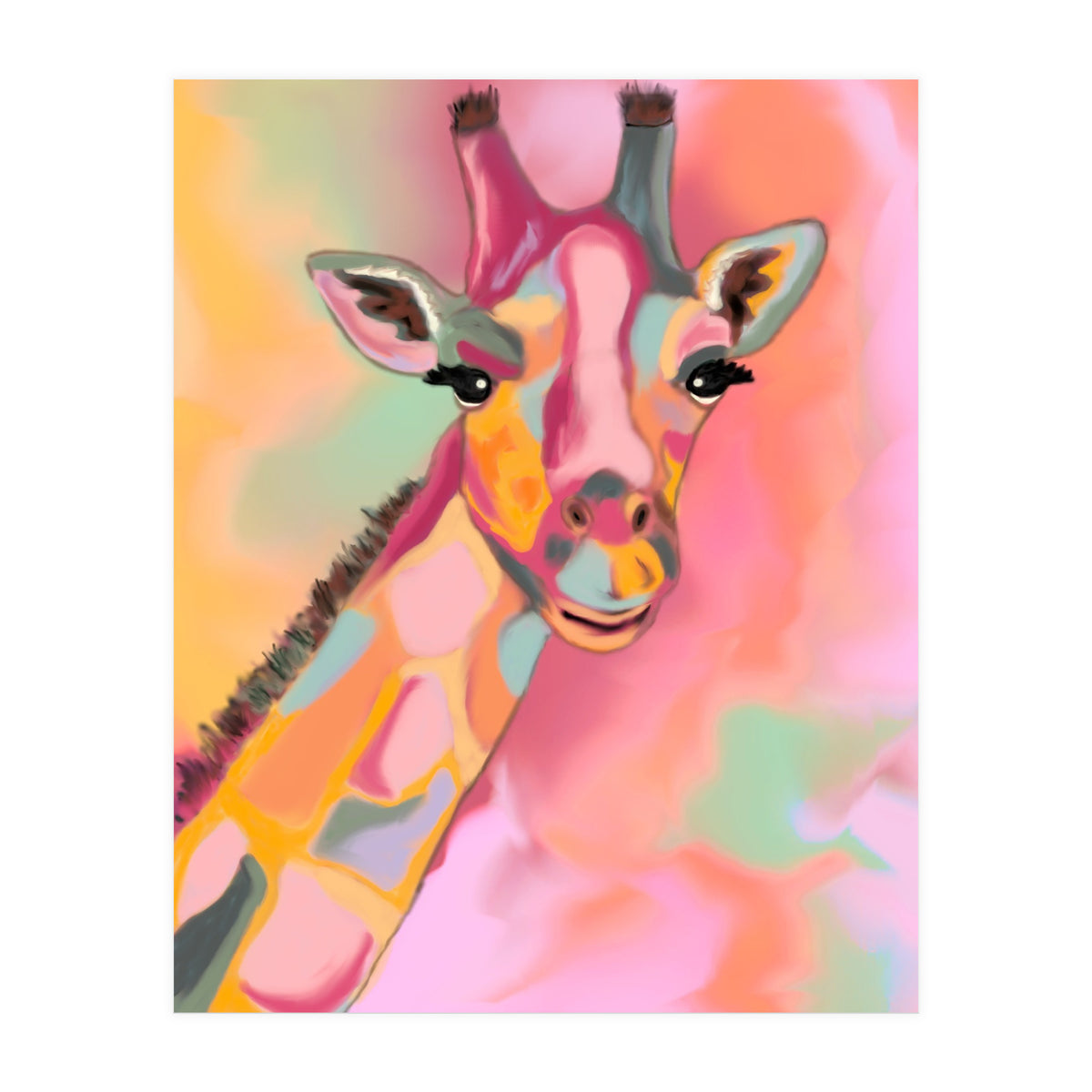 Giraffe Reaching the Rainbow (Print Only)