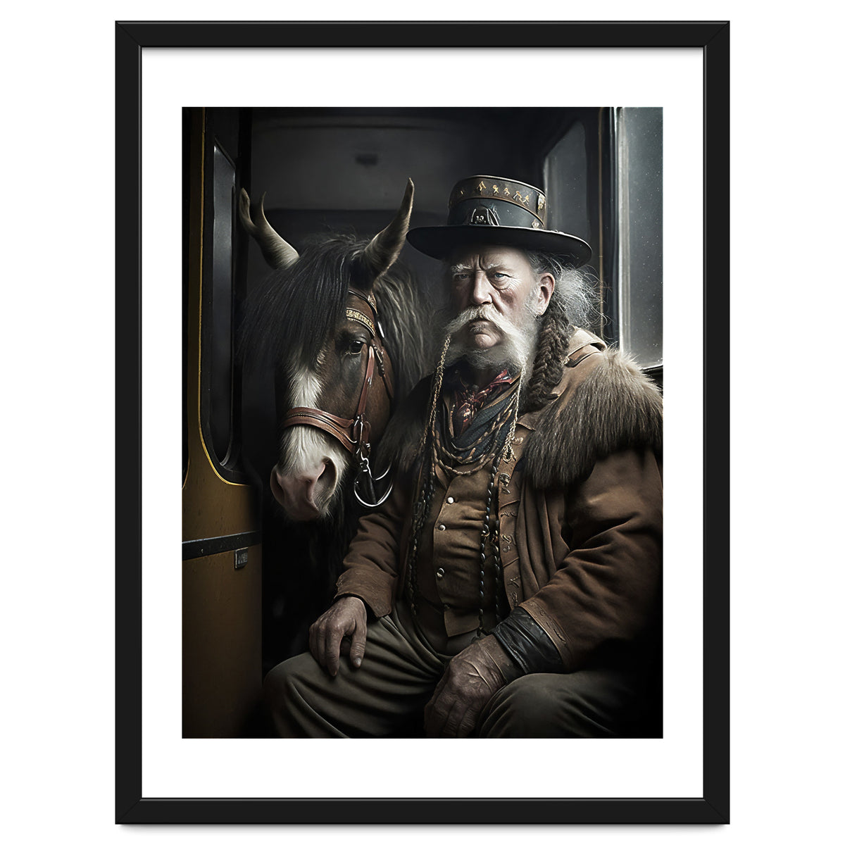Old Man and His Horse on the Train