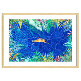 Tropical Jungle Pool | Forest Pop of Color Botanical | Travel Wild Plants Eclectic Watercolor Swim thumbnail