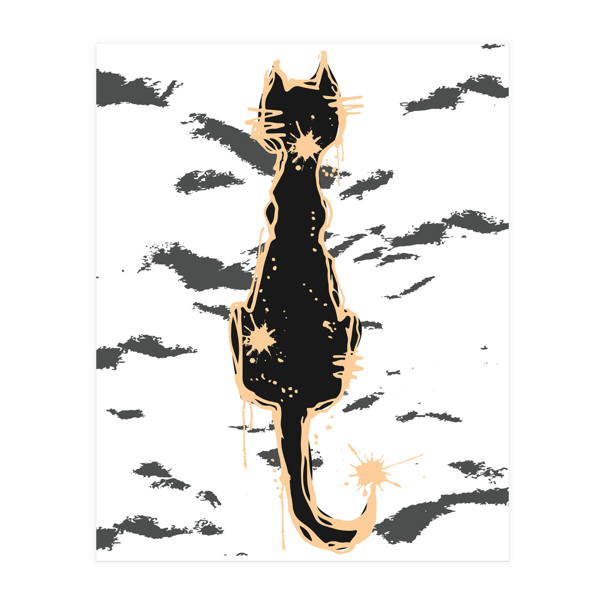 Black cat scribble sketch (Print Only)