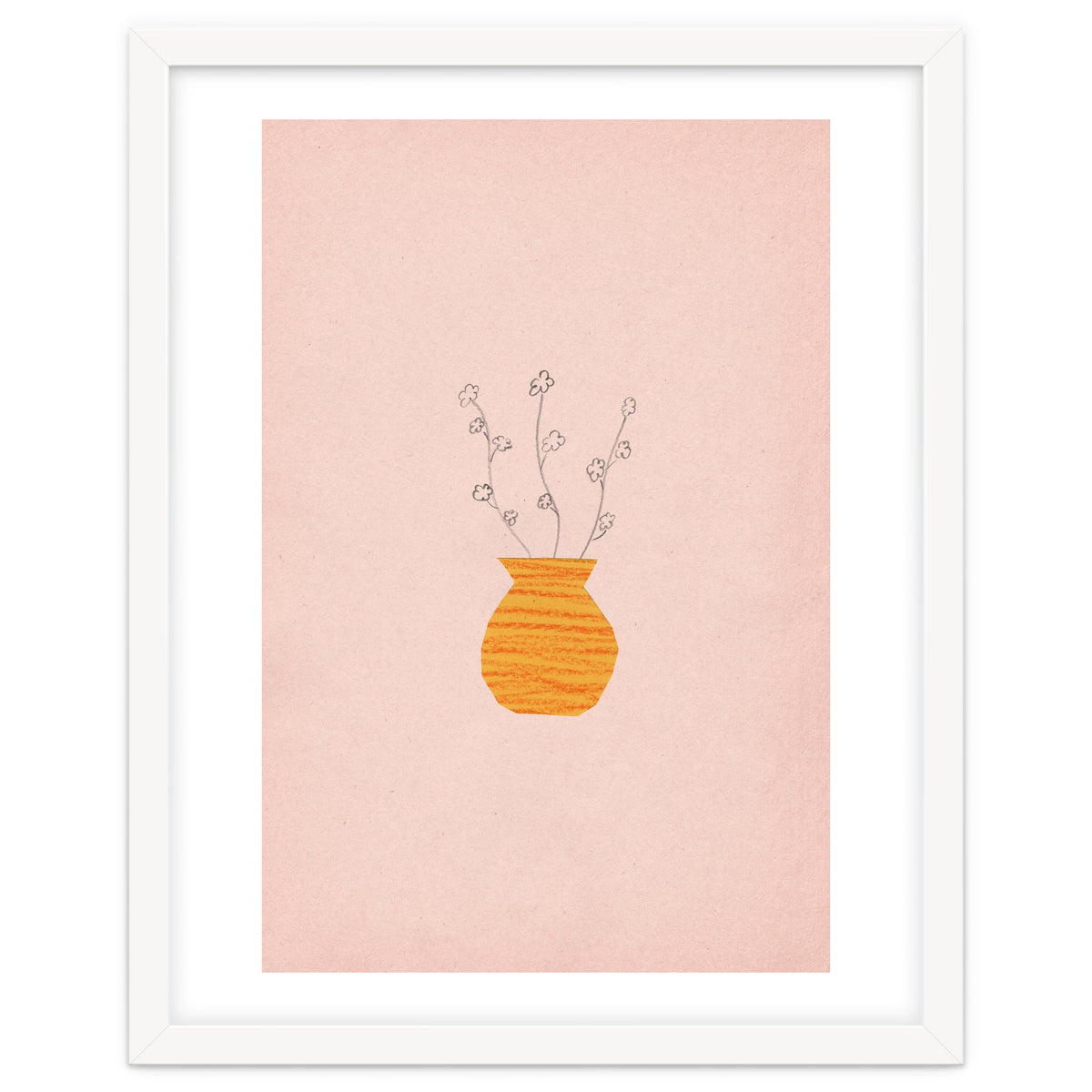 Pink and orange botanical art