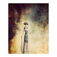 VINTAGE FASHION LADY IN ABSTRACT FOREST I (Print Only)