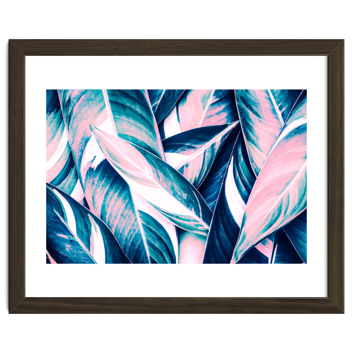 Botanical leaf pink and blue