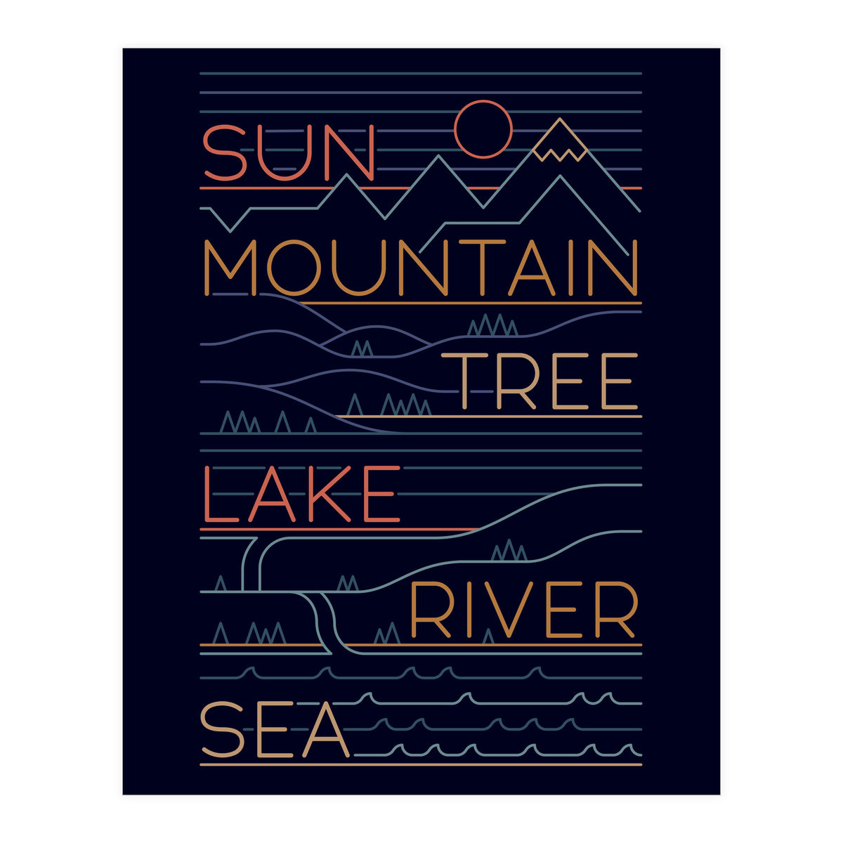 Sun, Mountain, Tree (Print Only)