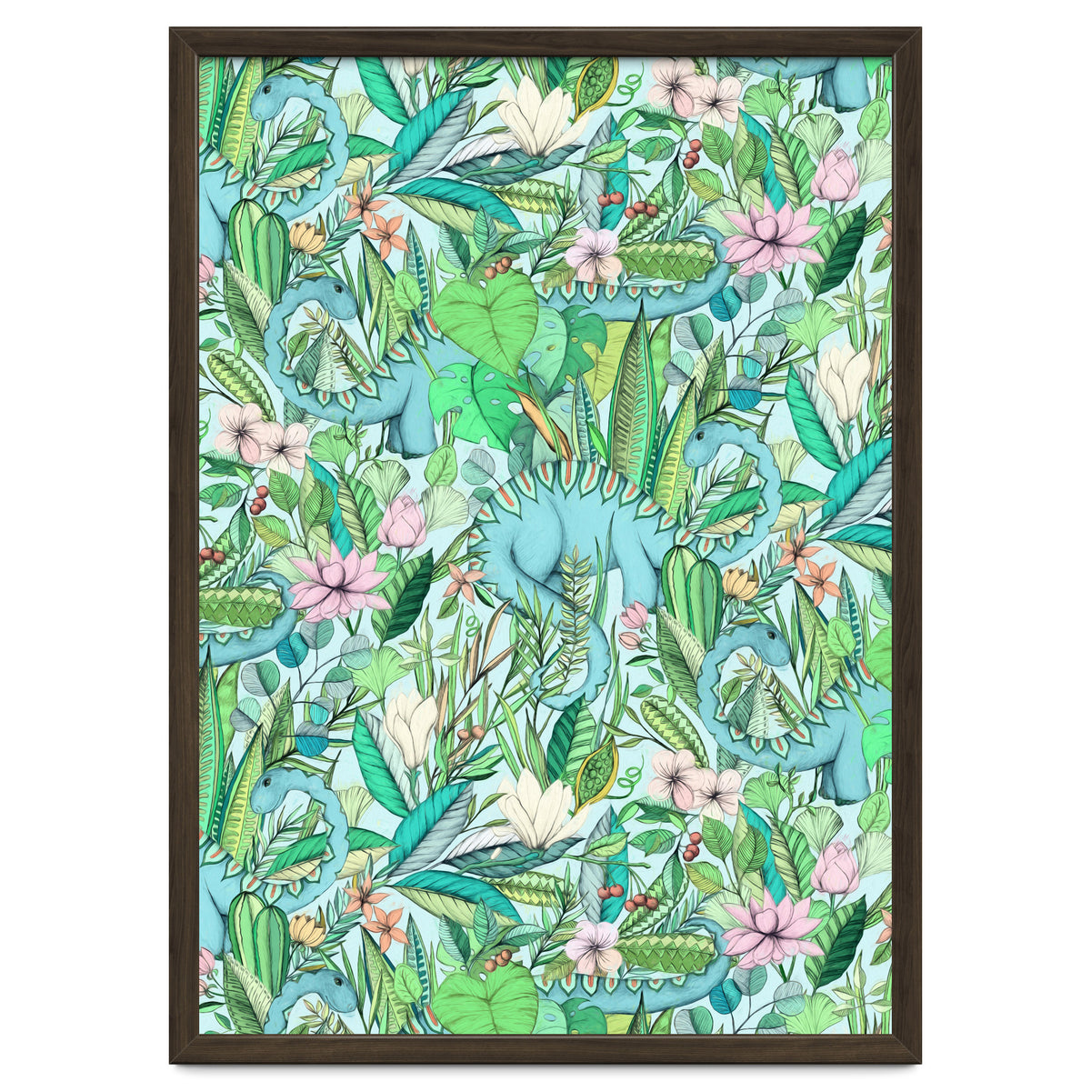 Improbable Botanical with Dinosaurs - soft pastels