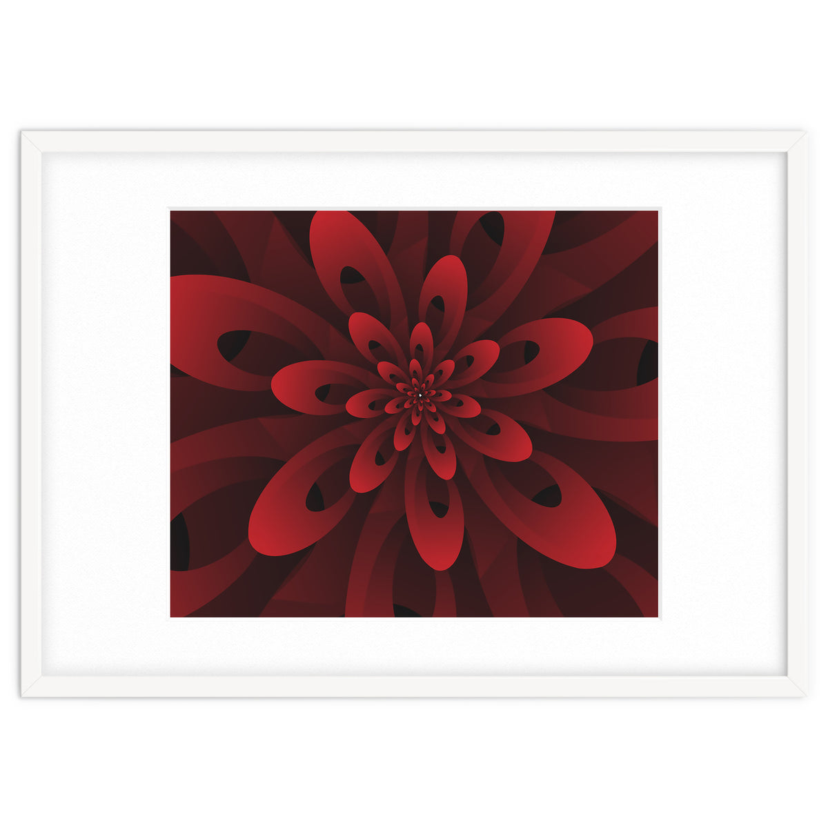 Abstract Digital Modern Red Floral 3D ART