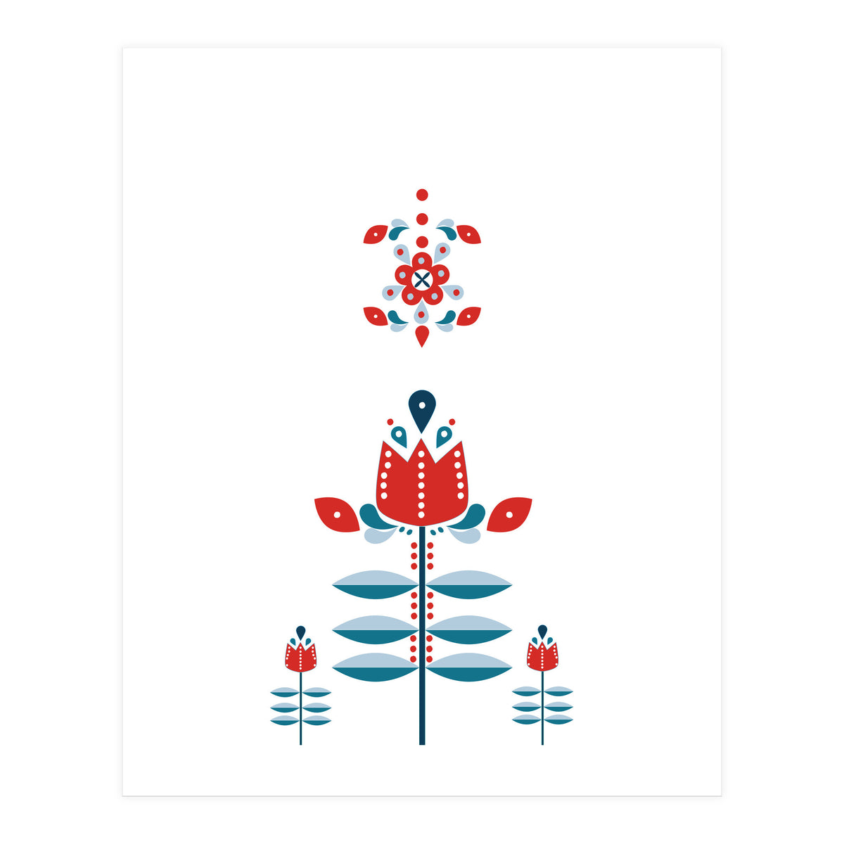 Scandinavian Folk Flowers (Print Only)