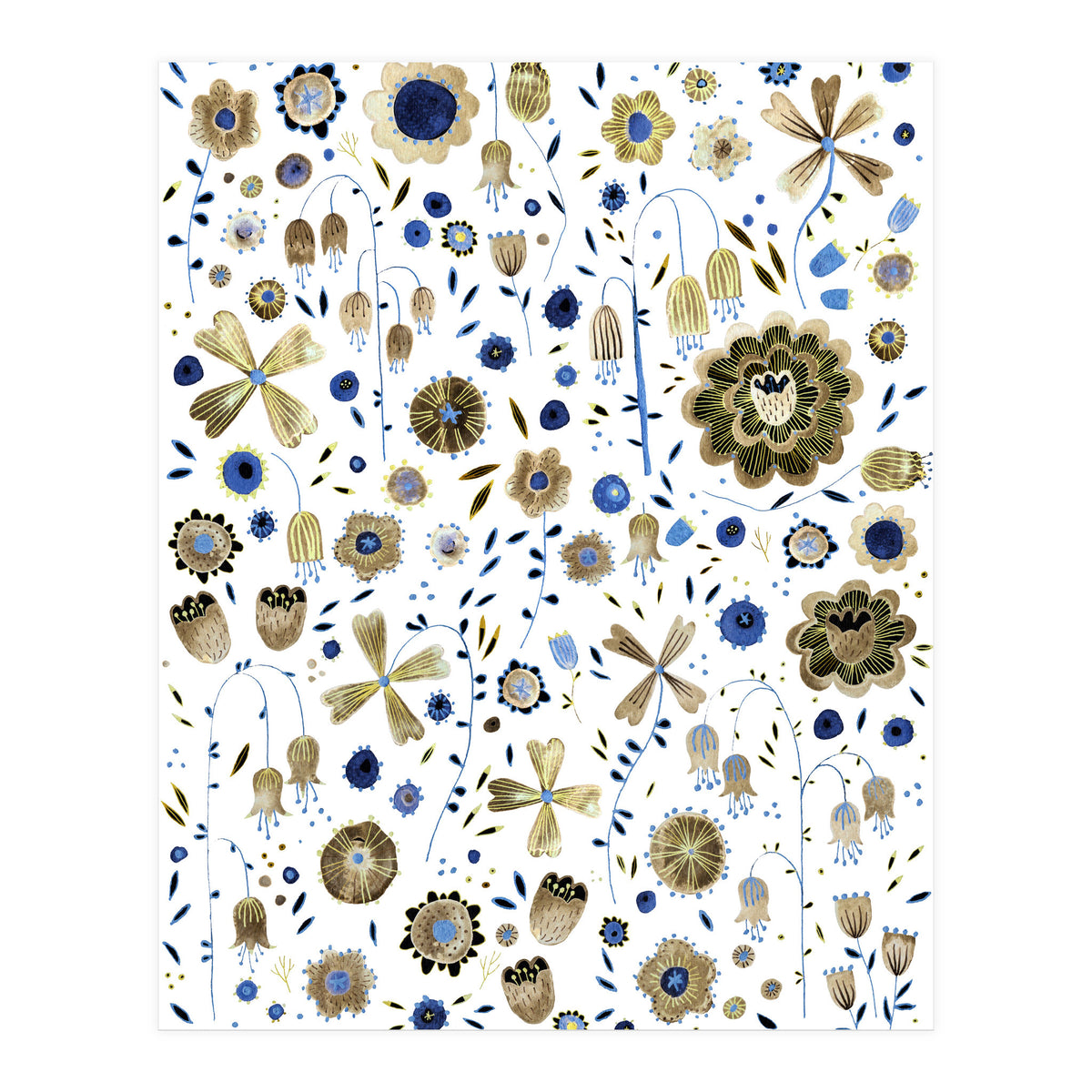 Indigo Flower Golden Mashup (Print Only)