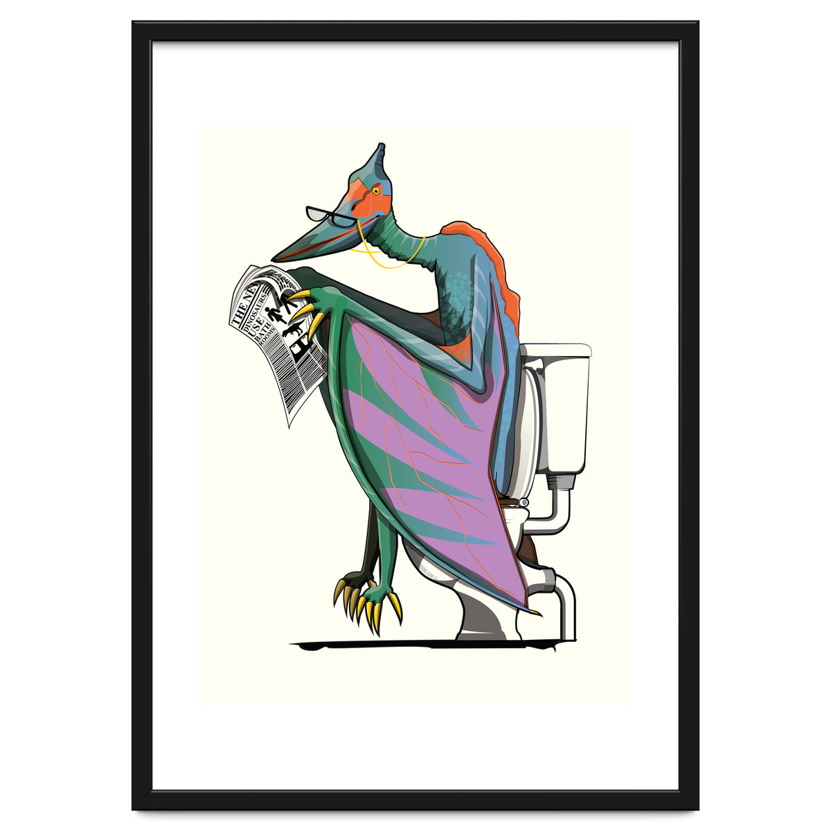 Dinosaur Pterodactyl on the Toilet, Funny Bathroom Humour