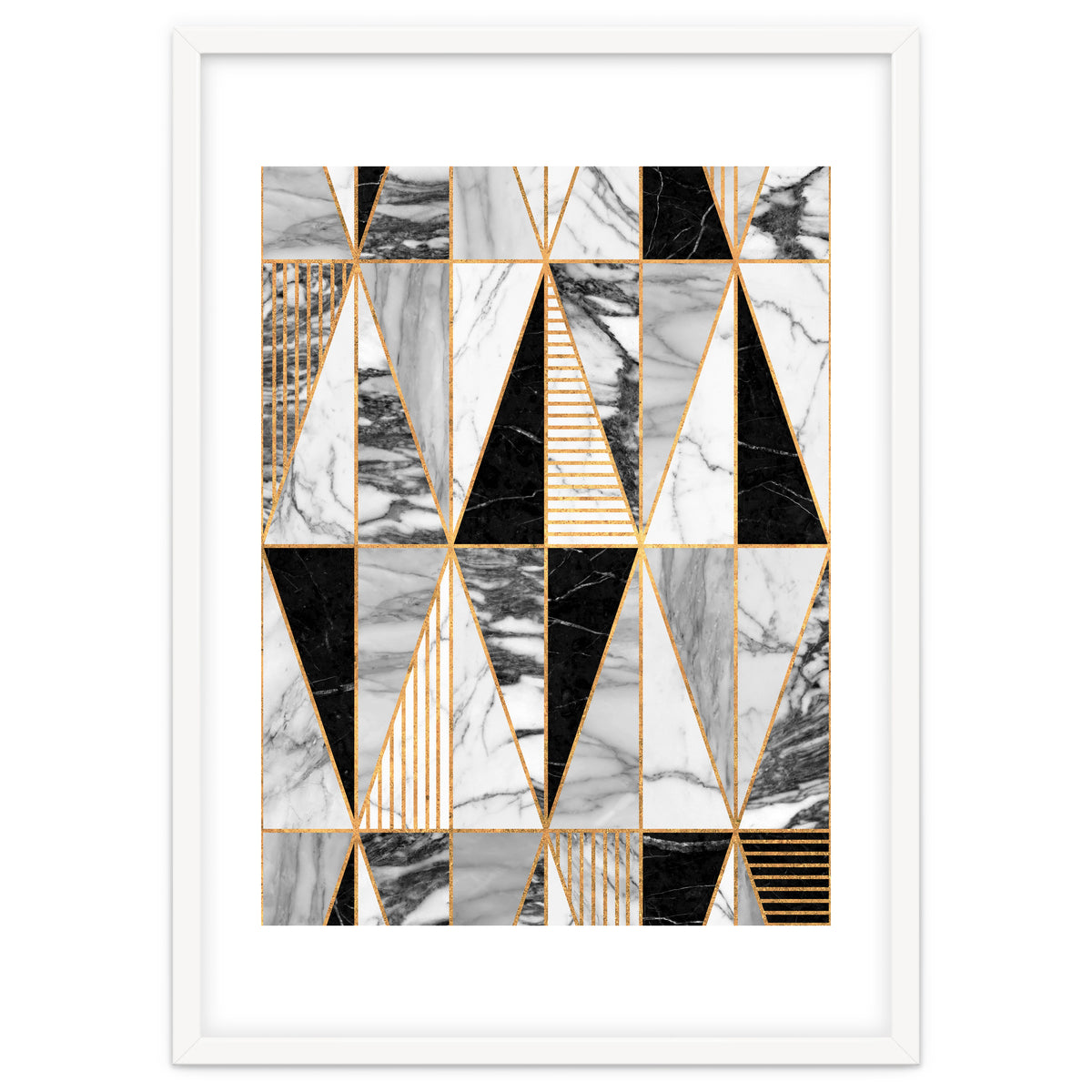 Marble Triangles - Black and White