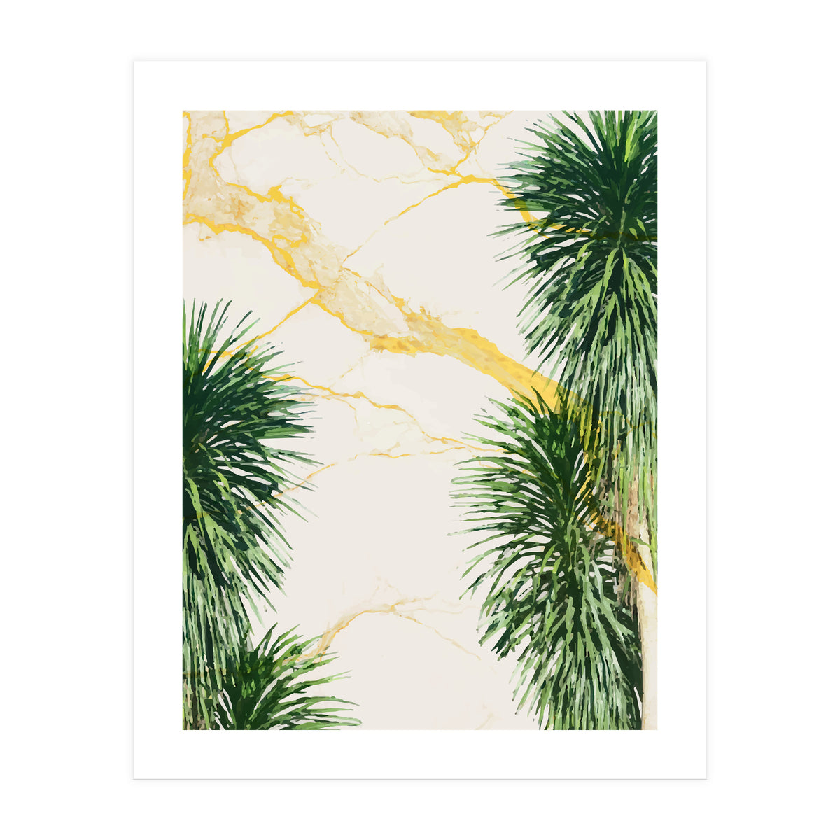 Gold marble texture with palm tree (Print Only)