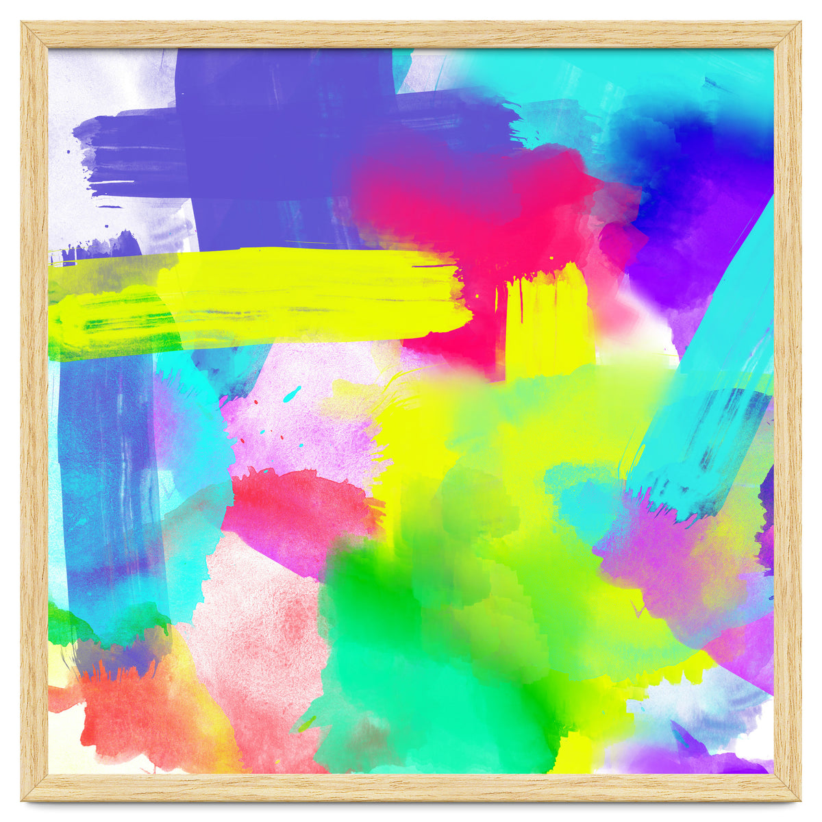 Abstract Stripes Neon Artistic Watercolor Pattern