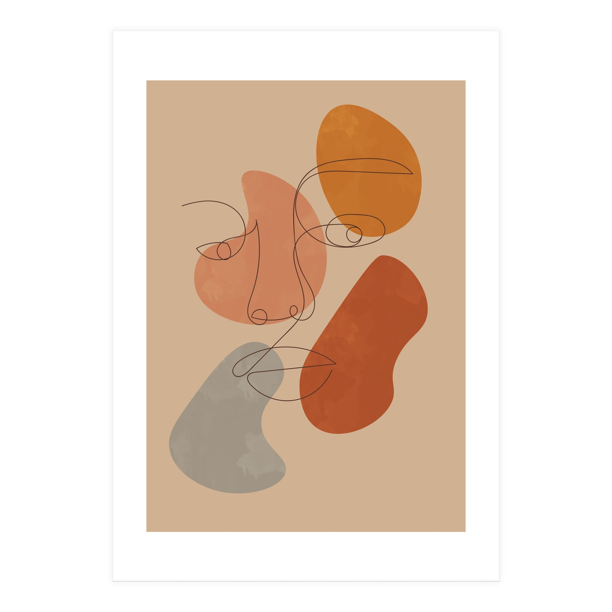 Feminine Line Art Boho Woman Face (Print Only)